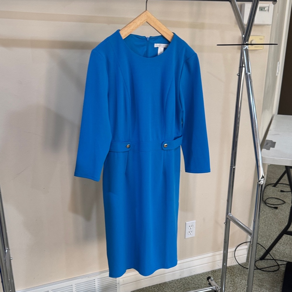 London Times Vibrant Blue Long Sleeve Dress